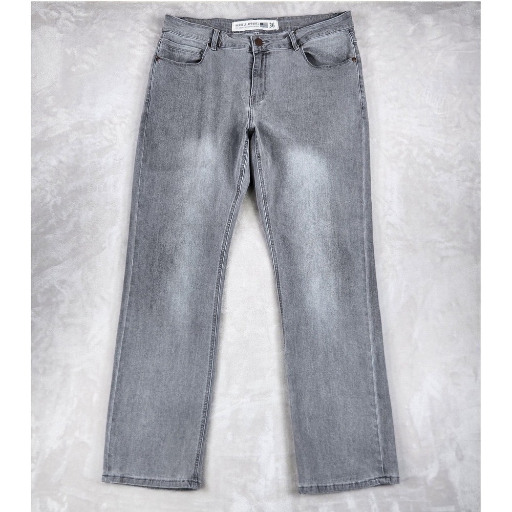 Barbell Apparel Jeans Mens 36x33 Gray Regular Straight Stretch Denim Pants D023